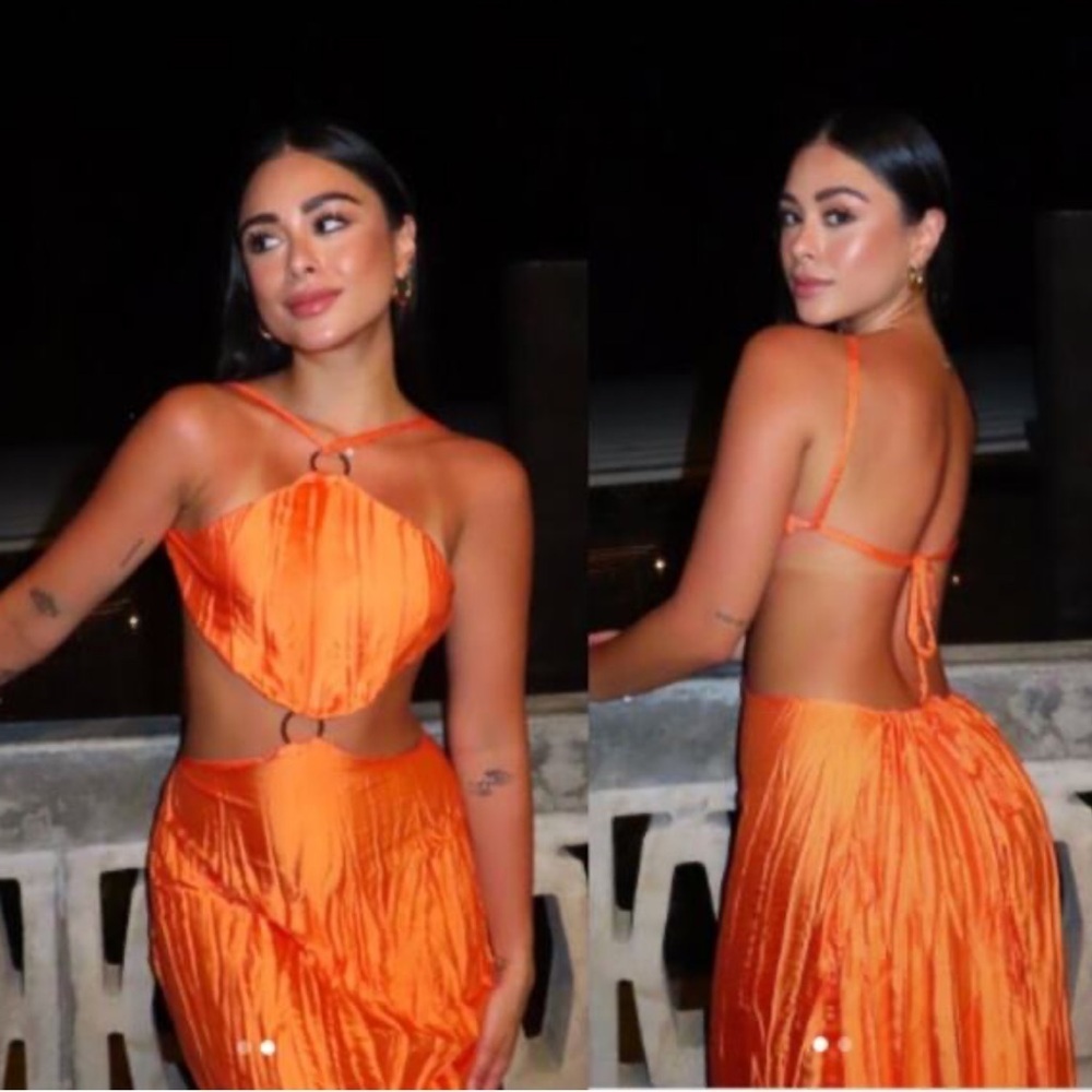 Baobab Collection Backless Orange Cutout Maxi Dress - Picture 2 of 9